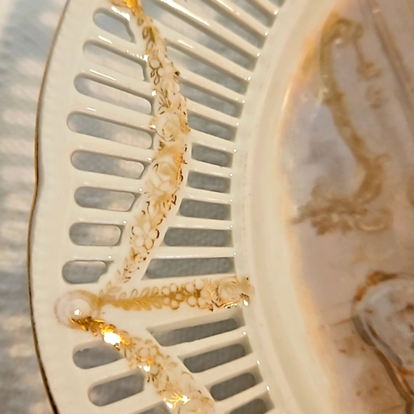 Vintage Dancing Couple Bavarian Plate German Reticulated Filigree Lace Cutout - Picture 5 of 8